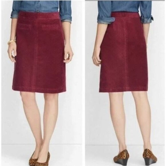 Talbots Dresses & Skirts - Talbots Burgundy Purple 100% Cotton Diagonal Corduroy A Line Short Skirt Sz 8P